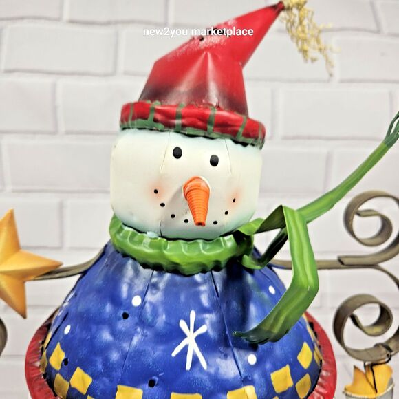 Whimsical Metal Snowman Candle Lantern Holder Holiday Christmas Decor 13” Tall - Picture 4 of 16